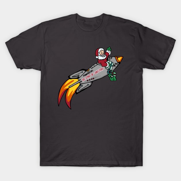 Santa's Rocket Ship T-Shirt by Slightly Unhinged